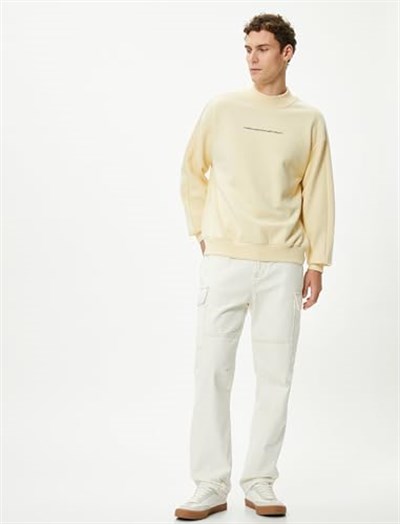 Slogan Embroidered Long Sleeve High Neck Sweat