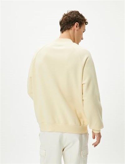 Slogan Embroidered Long Sleeve High Neck Sweat