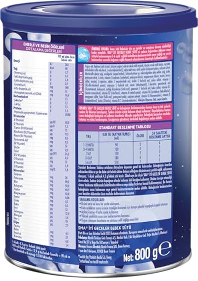 SMA İyi Geceler Bebek Sütü 0-12 Ay 800g - Seçenekler: 800 g, 800 g (2 paketi), 4800 g, 4800 g (2 paketi)