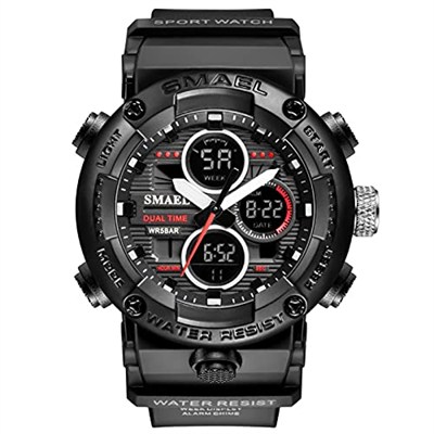 SMAEL Erkek Dijital Analog Saat Su Geçirmez Spor Saatleri Erkekler için LED Ekran Arka Işıklı ve Işıklı Eller Askeri Wtach