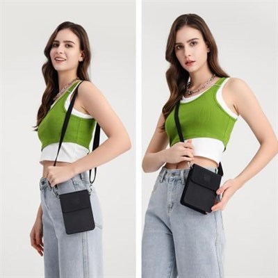 Smart Bags Küçük Telefonluk Kadın Çantası Krinkıl Kumaş 3173 Siyah