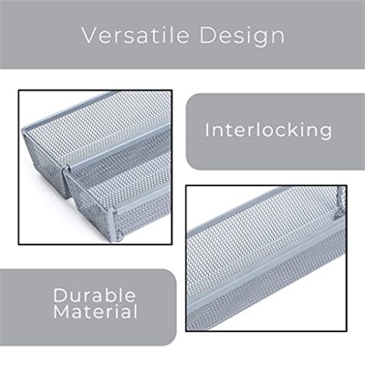 Smart Design Çekmece Düzenleyici - (9 x 7 cm) - Çelik Metal Örgü Tepsi - Birbirine Geçen Kol Bağlantısı - Gereçler, Gümüş Eşyalar, Organizasyon - Mutfak [Gümüş]