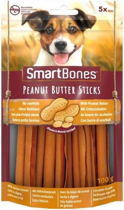Smartbones Peanutbutter Yer Fıstıklı Çiğneme Çubukları 5li, 100 Gr Köpek Ödülü