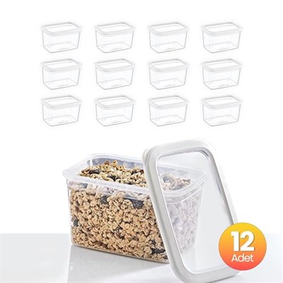 Smartware 12Li Set Skali Dikdörtgen Saklama Kabı Beyaz 1210 ML