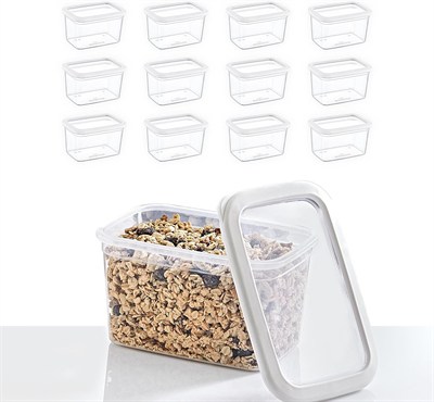 Smartware 12Li Set Skali Dikdörtgen Saklama Kabı Beyaz 1210 ML