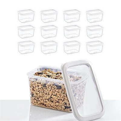 Smartware 12Li Set Skali Dikdörtgen Saklama Kabı Beyaz 1210 ML