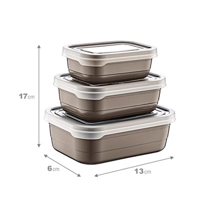 Smartware 3Lü Saklama Kabı Set BEJ