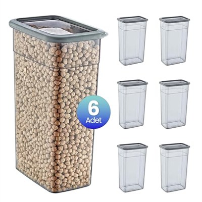 Smartware 6Lı Set Skali Dikdörtgen Saklma Kabı Antrasit 3500 ML
