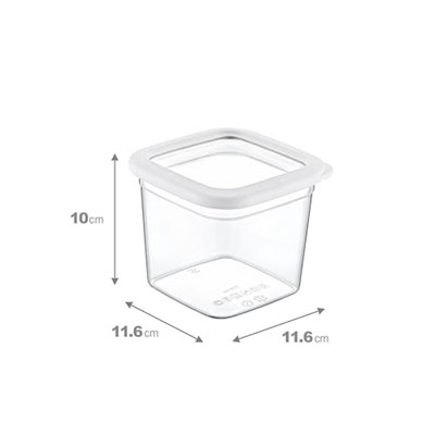 Smartware 6Lı Set Skali Kare Saklama Kabı Beyaz 740 ML
