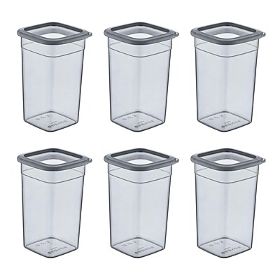 Smartware 6Lı Set Skali Kare Saklama Kabı Antrasit 1440 ML