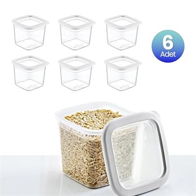 Smartware 6Lı Set Skali Kare Saklama Kabı Beyaz 740 ML
