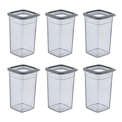 Smartware 6Lı Set Skali Kare Saklama Kabı Antrasit 1440 ML