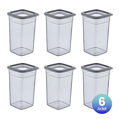 Smartware 6Lı Set Skali Kare Saklama Kabı Antrasit 1440 ML