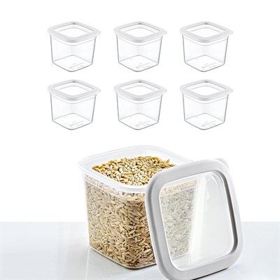Smartware 6Lı Set Skali Kare Saklama Kabı Beyaz 740 ML