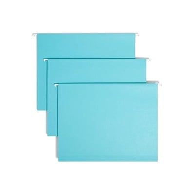 Smead Sekmeli Renkli Askılı Dosya Klasörü, 1/5-Kesim Ayarlanabilir Tab, Mektup Boyutu, Aqua, Kutu başına 25 (64058)