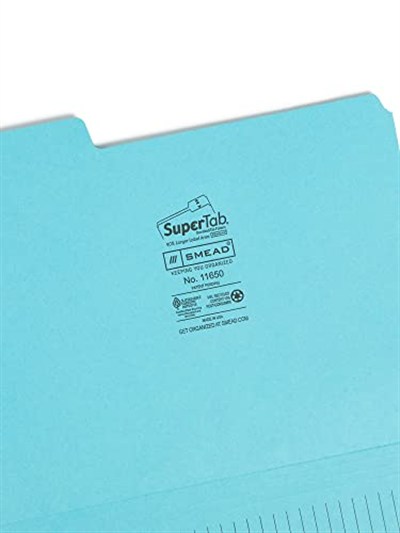 Smead SuperTab Notes Folder, Büyük Boy 1/3 Kesim Tableti, Harf Boyutu, Çeşitli Renkler, Paket başına 12 (11650)