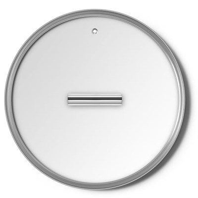 Smeg, CKFL2601, sertleştirilmiş camdan düz kapak, çap 26 cm, paslanmaz çelik sap, buhar çıkışı, tencere ürünleri ile uyumlu, 27,5  - Seçenekler: Durchmesser 24 cm, Durchmesser 26 cm, Durchmesser 28 cm