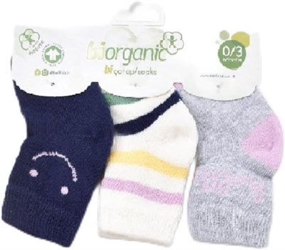 Smıle Bebek Organik Soket Çorap 3lü Paket