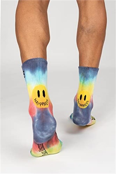 Smile-Dye Üniseks Batik Desenli Dikişsiz Tenis Çorabı - Happiness