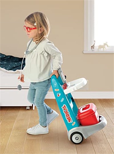 Smoby,340207, Medikal Elektronik Doktor Müdahale Seti, İlk Yardım Müdahale Arabası, Elektronik EKG Modülü, Sesli, Aksesuarlı, Fonksiyonel, Electronic Medical Trolley