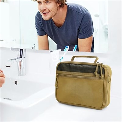 SMONT Taktik tuvalet çantası erkekler seyahat, asılı Dopp kiti tıraş hijyen çantası seyahat banyo haki, Haki, Seyahat