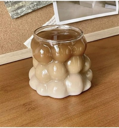 SNA Isıya Dayanıklı Borosilikat Bardak Kahve Ve Sunum Bardağı Buble Üzümlü Model Şeritli Model Kahve Sunum Bardağı (Üzüm desen, 2)