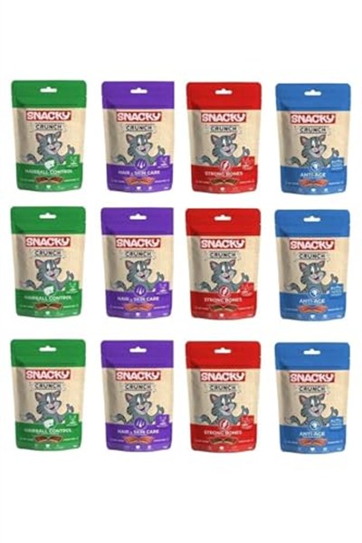 Snacky Crunch 4 Çeşit Karma Kedi Ödülü 60 gr X 12 Adet