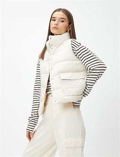 Snap Button Pocket Puffer Vest