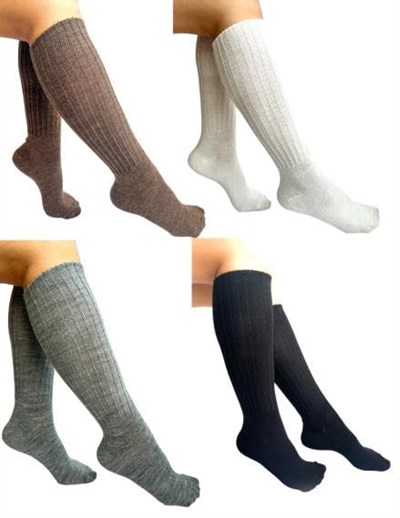 SOCKS 4 Çift Diz Altı Kışlık Kadın Yünlü Uyku Çorabı Soft Touch