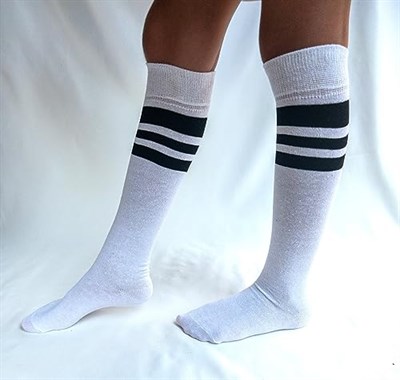 SOCKS Daily 4 Çift Kız Çocuk, Kadın Beyaz Çizgili Kaymayan Diz Altı Orta Okul Lise Kolej Okul Çorabı