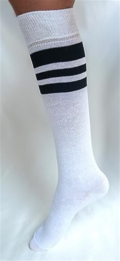 SOCKS Daily 4 Çift Kız Çocuk, Kadın Beyaz Çizgili Kaymayan Diz Altı Orta Okul Lise Kolej Okul Çorabı