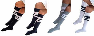 SOCKS Daily 4 Çift Kız Çocuk, Kadın Çizgili Kaymayan Diz Altı Orta Okul Lise Kolej Okul Çorabı