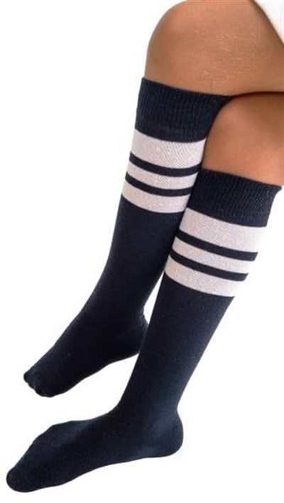 SOCKS Daily 4 Çift Kız Çocuk, Kadın Lacivert Çizgili Kaymayan Diz Altı Orta Okul Lise Kolej Okul Çorabı