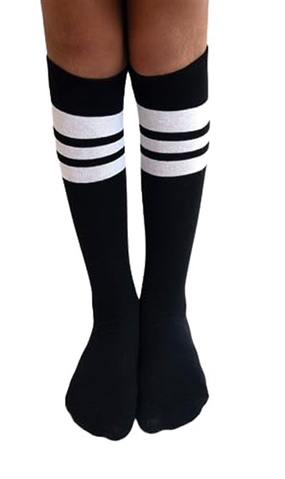 SOCKS Daily 4 Çift Kız Çocuk, Kadın Siyah Çizgili Kaymayan Diz Altı Orta Okul Lise Kolej Okul Çorabı