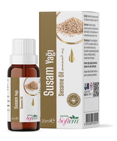 Softem Susam Yağı 20 Ml | Soğuk Pres Doğal Bitkisel Cilt ve Saç Bakım Yağı | E ve B Vitaminleri, Koenzim Q10, Güneşe Karşı Cilt Koruması, Nemlendirici ve Besleyici Etki, Dirsek ve Topuk Bakımına Uygun