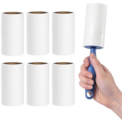 SOGUD Tüy Toplayıcı Set 7 Rulo + 1 Sap – Toplam 420 Yaprak – Kedi Köpek Tüyü ve Toz Temizleyici – Giyim, Koltuk, Halı ve Araç Koltuğu İçin Güçlü Yapışkanlı Ekonomik Paket