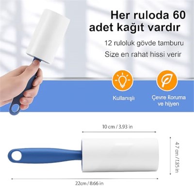 SOGUD Tüy Toplayıcı Set 7 Rulo + 1 Sap – Toplam 420 Yaprak – Kedi Köpek Tüyü ve Toz Temizleyici – Giyim, Koltuk, Halı ve Araç Koltuğu İçin Güçlü Yapışkanlı Ekonomik Paket