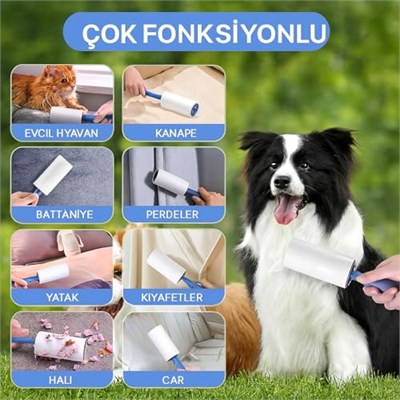 SOGUD Tüy Toplayıcı Set 7 Rulo + 1 Sap – Toplam 420 Yaprak – Kedi Köpek Tüyü ve Toz Temizleyici – Giyim, Koltuk, Halı ve Araç Koltuğu İçin Güçlü Yapışkanlı Ekonomik Paket