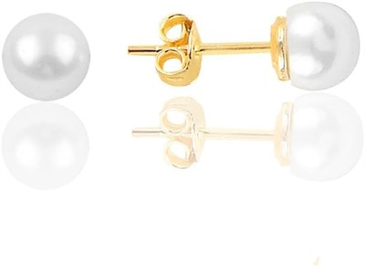Söğütlü Silver Gümüş altın yaldızlı 6 mm inci küpe