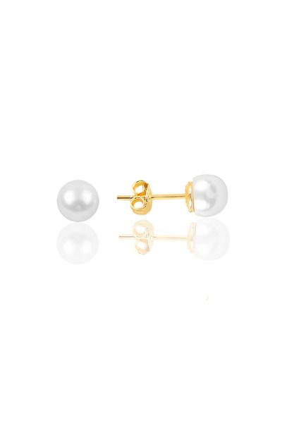 Söğütlü Silver Gümüş altın yaldızlı 6 mm inci küpe