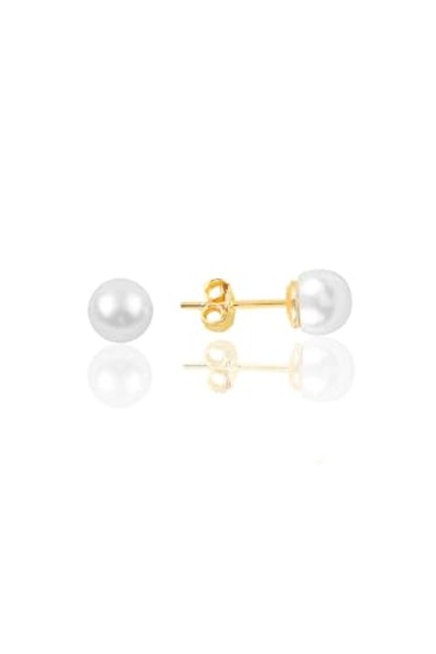 Söğütlü Silver Gümüş altın yaldızlı 6 mm inci küpe