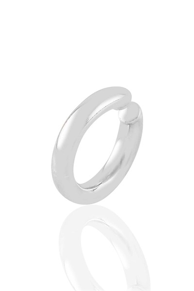 Söğütlü Silver Gümüş rodyumlu sade sıkıştırmalı kıkırdak küpe