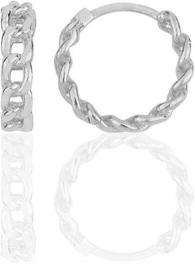 Söğütlü Silver Gümüş rodyumlu zincir modeli halka küpe