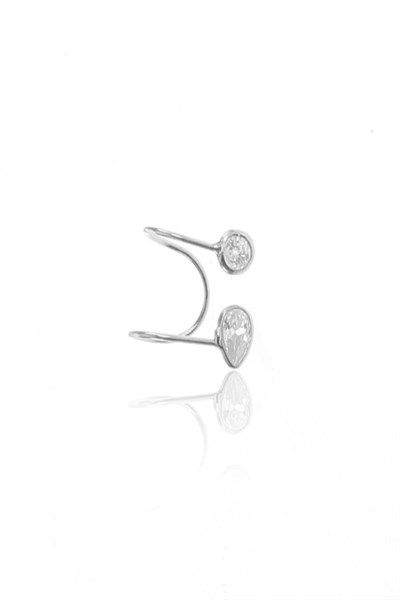 Söğütlü Silver Gümüş rodyumlu zirkon taşlı damla kıkırdak küpe