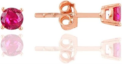 Söğütlü Silver Gümüş rose 4 mm fuşya tek taş küpe