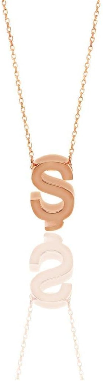 Söğütlü Silver Gümüş rose üç boyutlu minimal S harf kolye