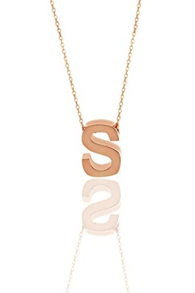Söğütlü Silver Gümüş rose üç boyutlu minimal S harf kolye