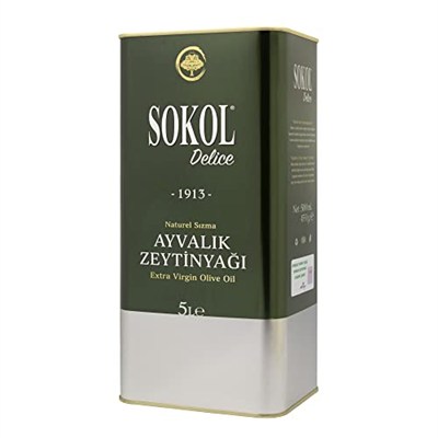 Sokol Delice Natürel Sızma Zeytinyağı - Soğuk Sıkım, Ayvalık Mahsülü, Düşük Asit (5 Litre)