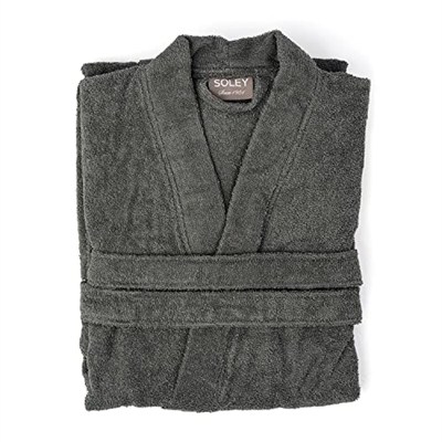 Soley | Kimono |%100 Pamuk Kadın/Erkek Unisex Kimono Bornoz ANTRASİT M - BEDEN
