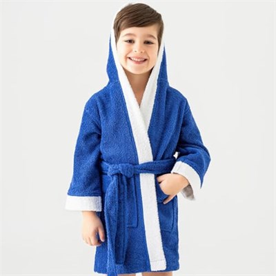 Soley | Pueri |%100 Pamuklu Unisex Çocuk Bornozu Saks Mavisi